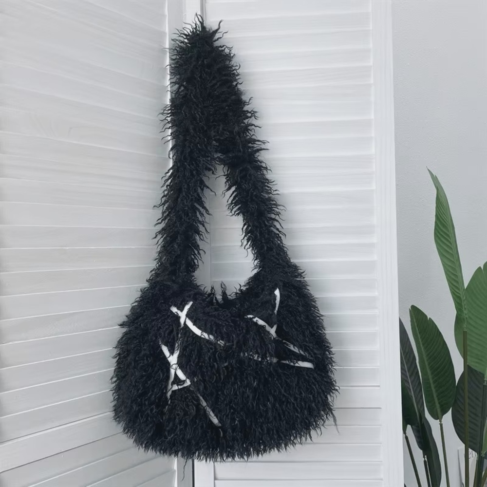 Black and White Textured Women's Bag